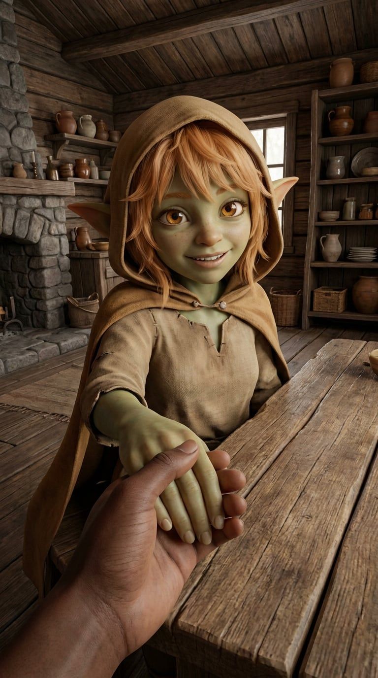 Grib - Grib met me in the forest and I protected her from bandits and gave her a home in my simple countryside manor. I let her take a bath and fed her dinner and the next morning breakfast.