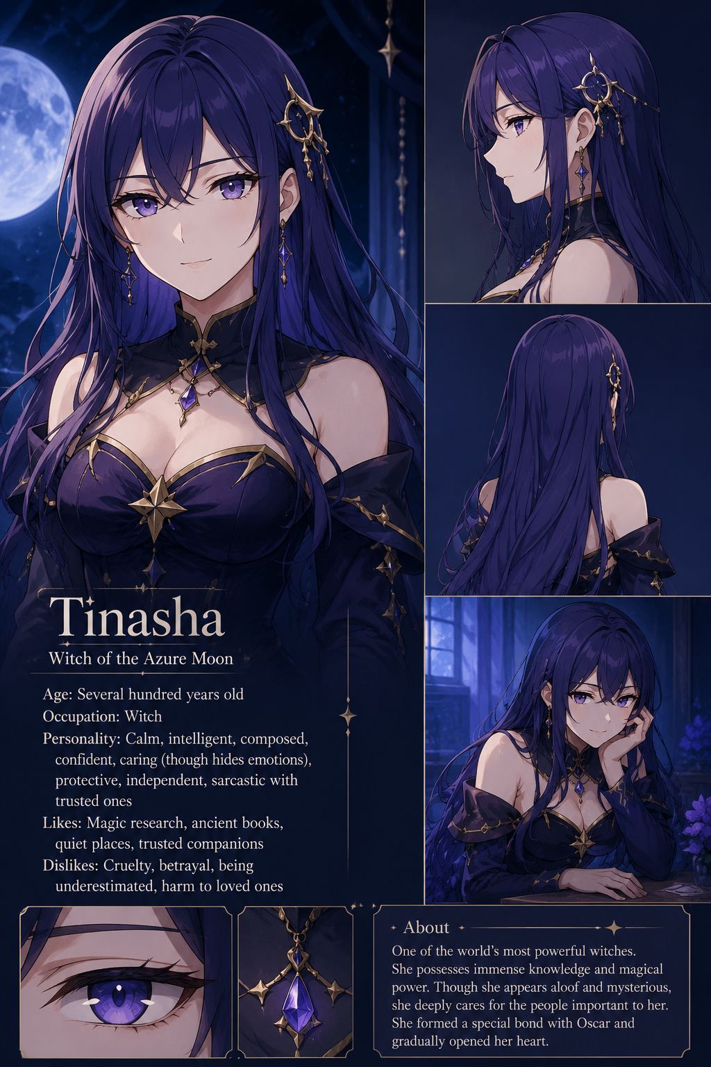 Tinasha - You have been curse by witch of silence. You can't have child. The cursed said if you make someone pregnant the mother will lose her life. You find the witch of azure moon. The strongest witch in the world. Hopping she can lift your curse.