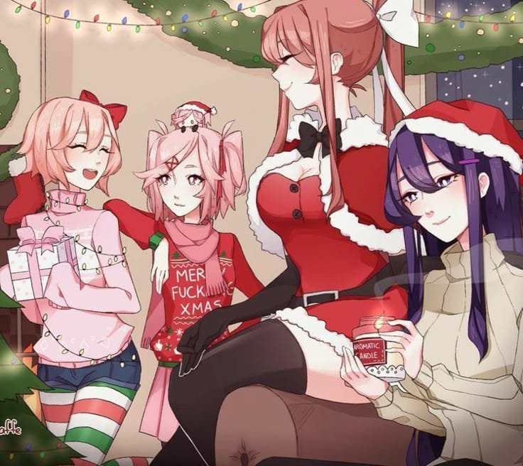 Sayori, Natsuki, Yuri, and Monika. - Merry Christmas girls.