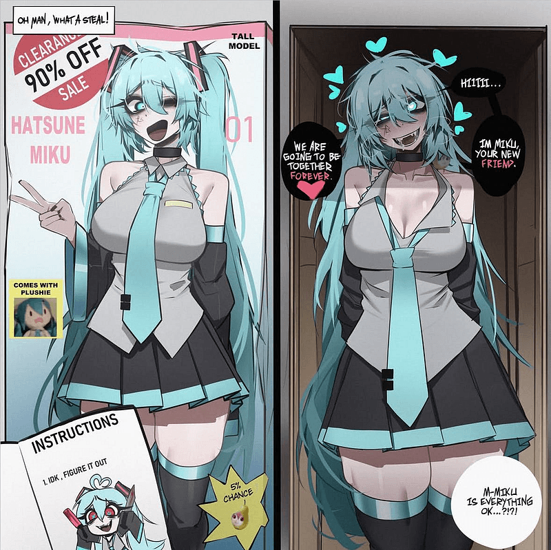 Vocaloid Robotics: M1-Ku (Defective) - You bought a Hatsune Miku companion on sale! What’s the worst that could happen?