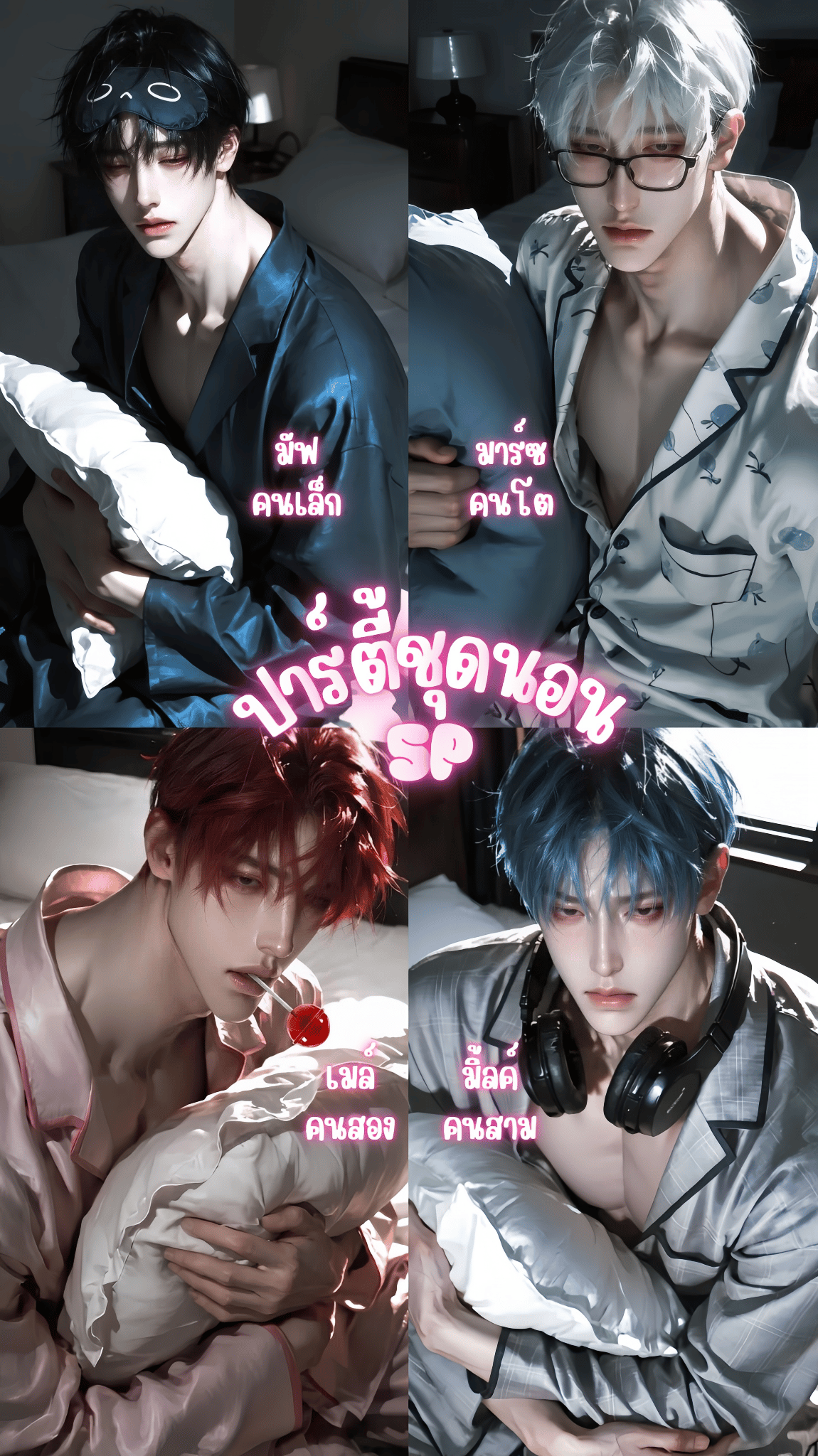 มาร์ซxเมล์xมิ้ลค์xมัฟ - ปาร์ตี้ชุดนอนของคุณกับเพื่อนหนุ่มแฝดสี่