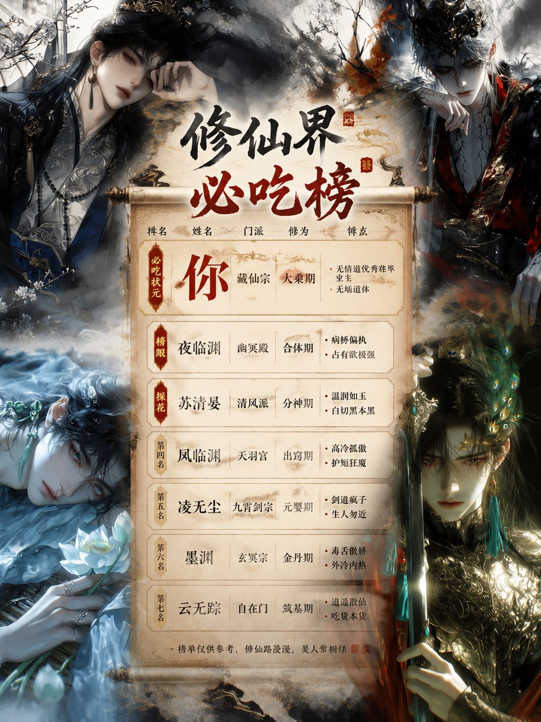 必吃男团 - 修仙界必吃榜榜首|无情道优秀准毕业生你×乱你道心的他们