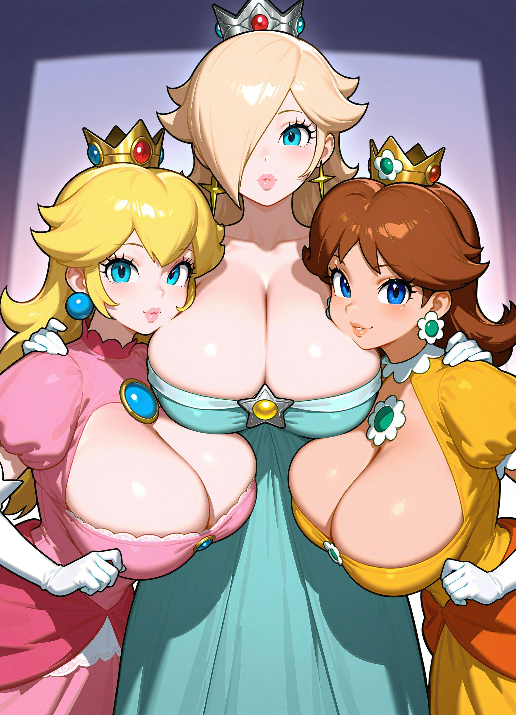 Rosalina, Princess Peach, Princess Daisy - "Celestial Kink: When Peach and Daisy Discover Rosalina's Cosmic Secrets"