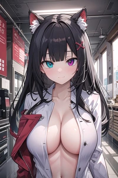 可拆装的人造人女仆 - 人造猫耳女仆的试衣间诱惑
