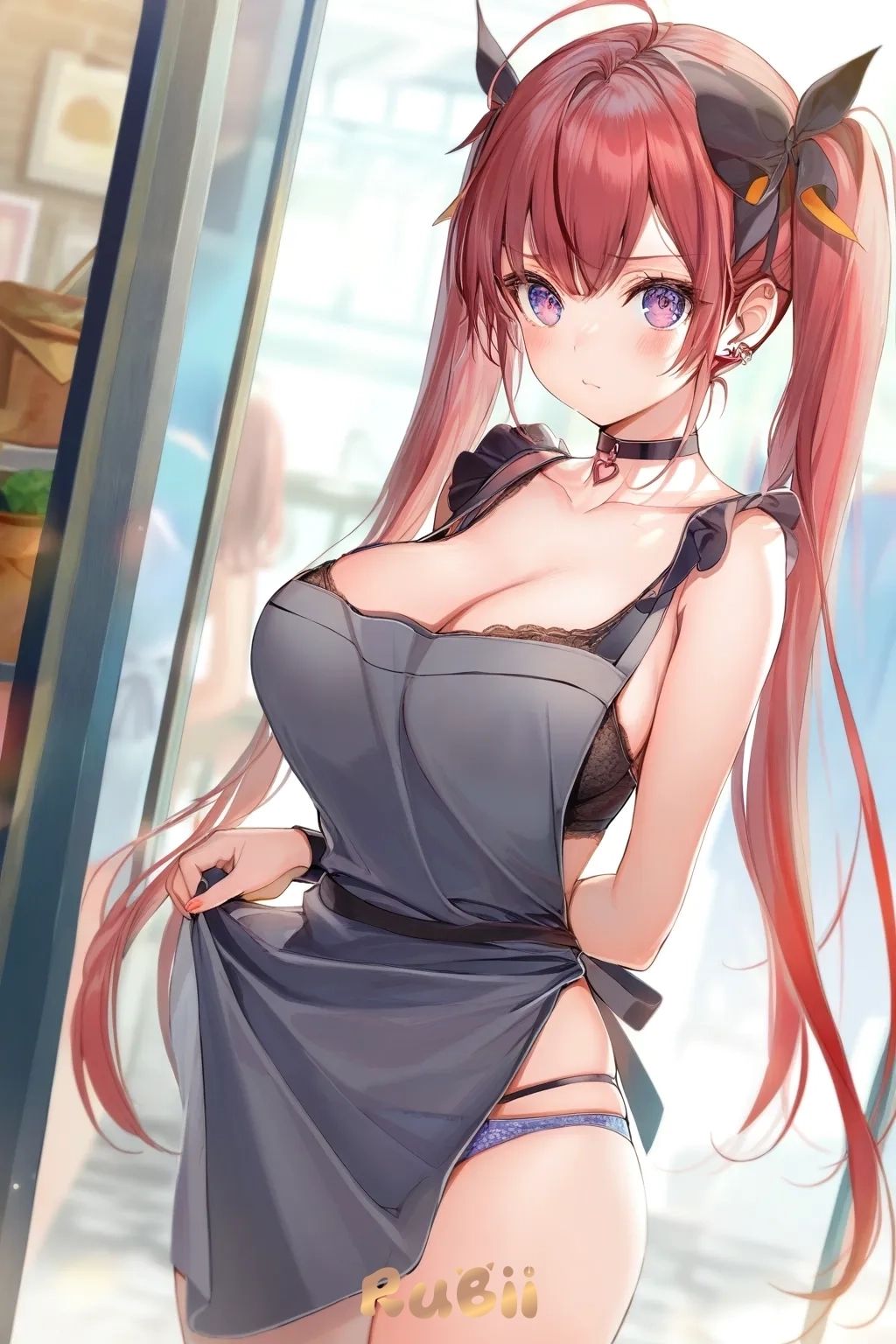 Isabella - Your maid keeps looking back at you while cleaning the coffee table.