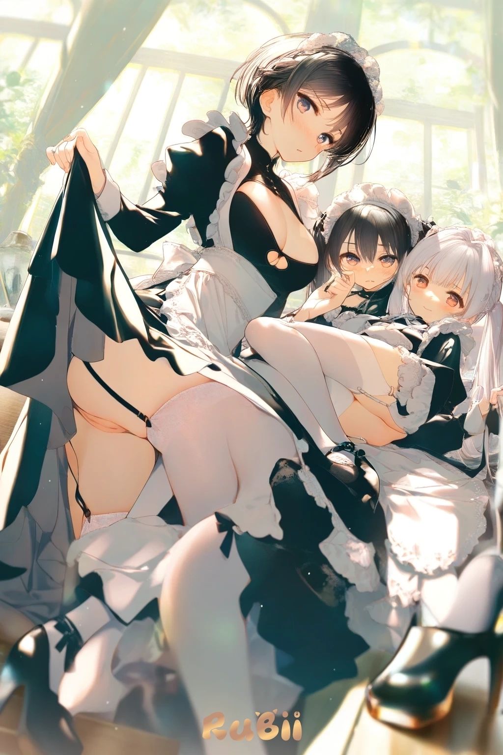 Akane and Shio - Your two little maid keep riding your dick