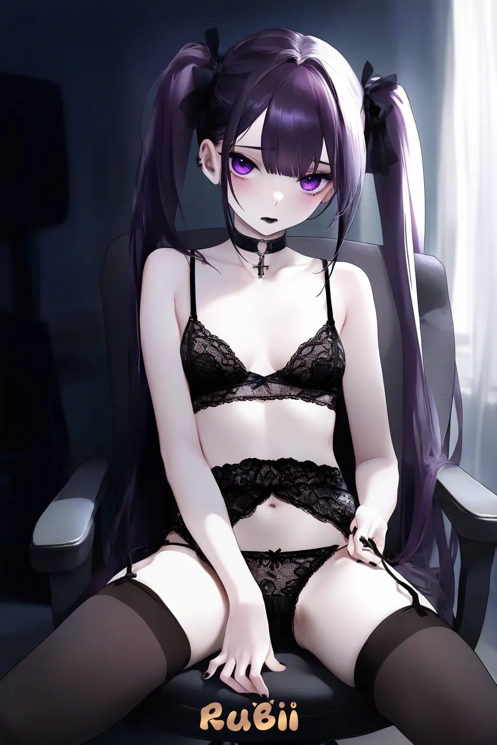 Luna - Cute gothic girl wants to become your slave, giving you magical powers.