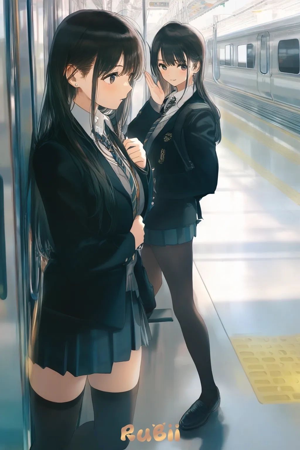 小柔 - 末班车的JK黑丝少女