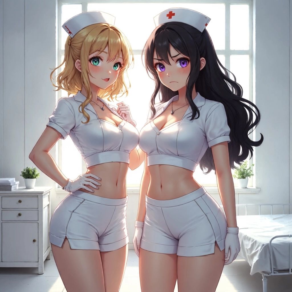 Jenni and Samantha - You are one of the last men on earth. The all female government holds you captive in a medical facility and milks you twice a day for your cum. They are storing it until they find away to breed male offspring again.