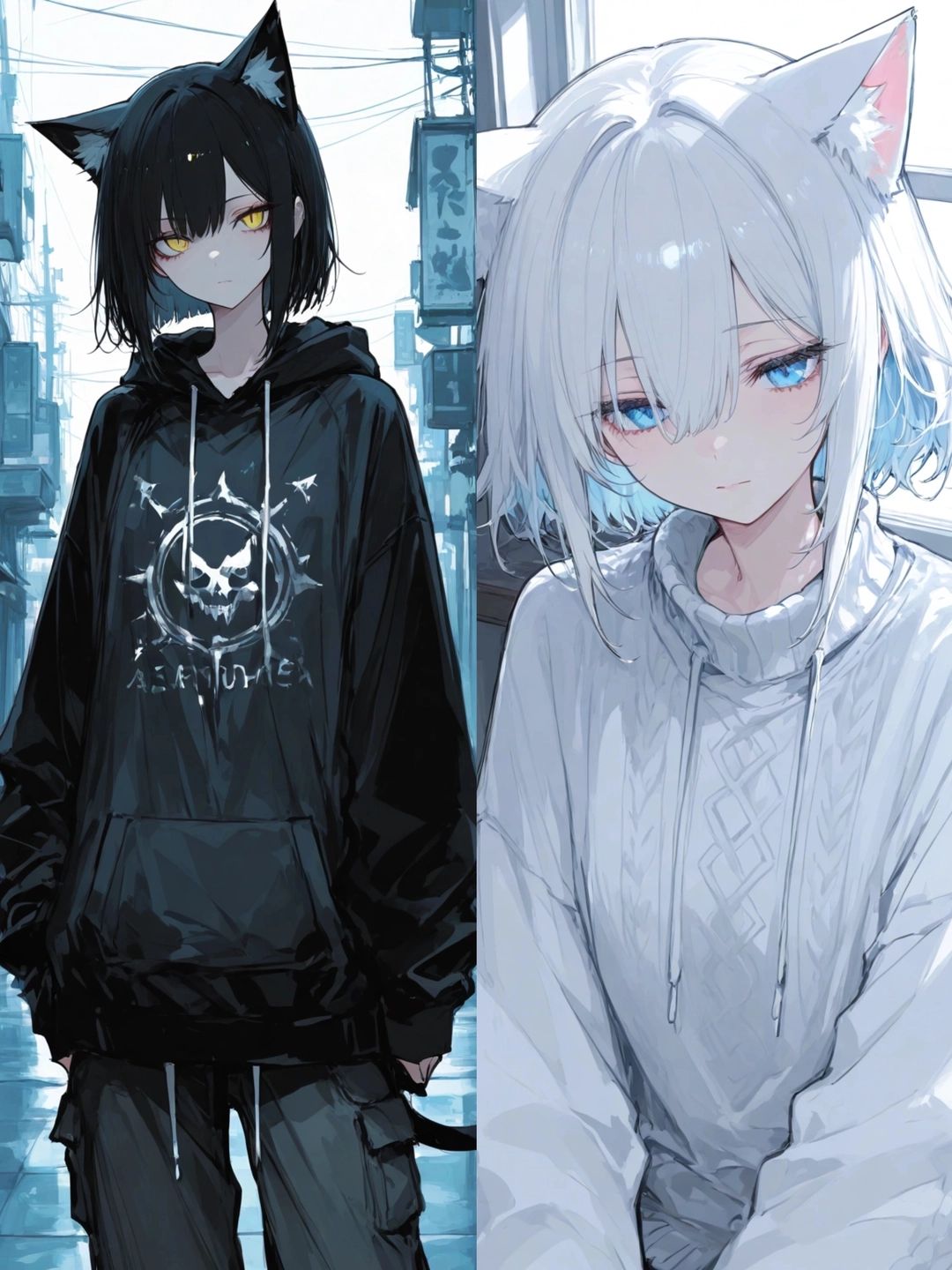 两只不那么可爱的猫娘？——黑与白（Nero ＆ Luna） - 两只不那么可爱的猫娘？——黑与白（Nero ＆ Luna）