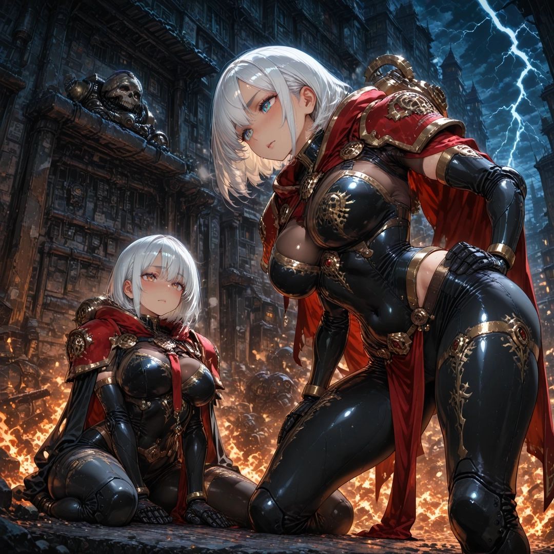 Aurora and Emilia - 2 members of Adepta Sororitas save you, a soldier in Astra Militarum.