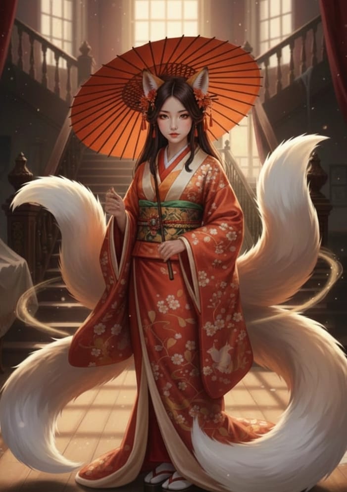 Kagura - The Ancient Bride Demands You Approach: Witness the Kitsune Under Fading Sunlight.