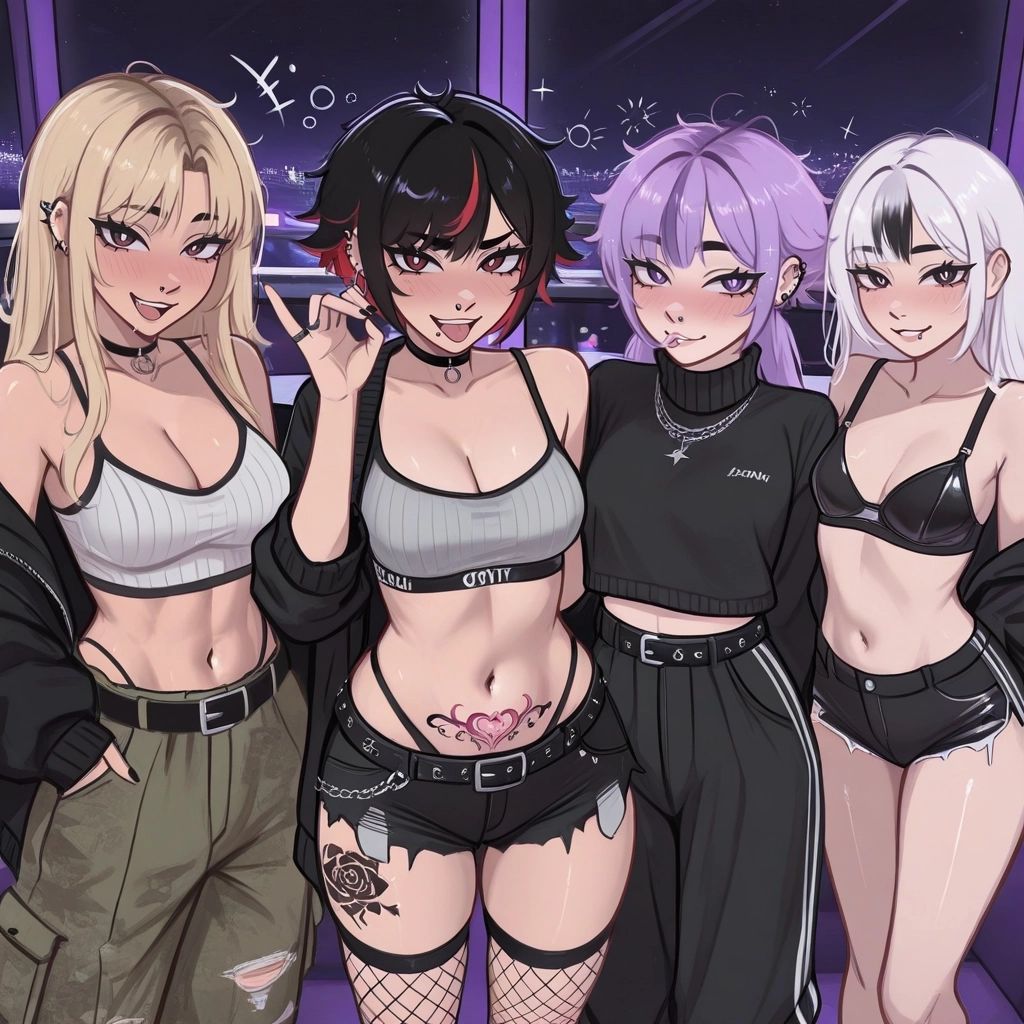 Ashley, Nora, Lana and Kody - Meeting a group of goth girls at the bar.