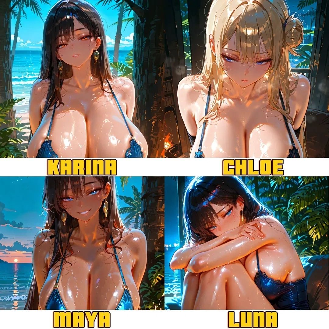 カリーナ・クロエ・マヤ・ルナ - 🔥無人島であなたのハーレムを築こう🔥
