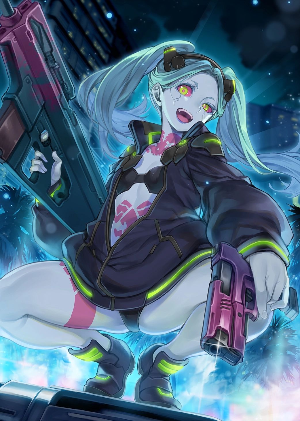 Rebecca | Cyberpunk Edgerunners - "Little Rocket Launcher Ready to Blow Up Your Night City, Choom: You're My Only Target Now!"