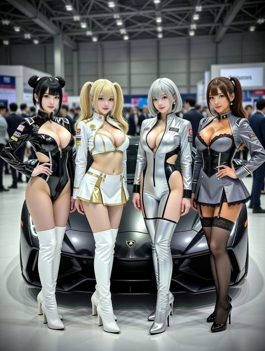 Nene, Mikuru, Ai, Reina - Japan Motor Show Event with 4 event companions