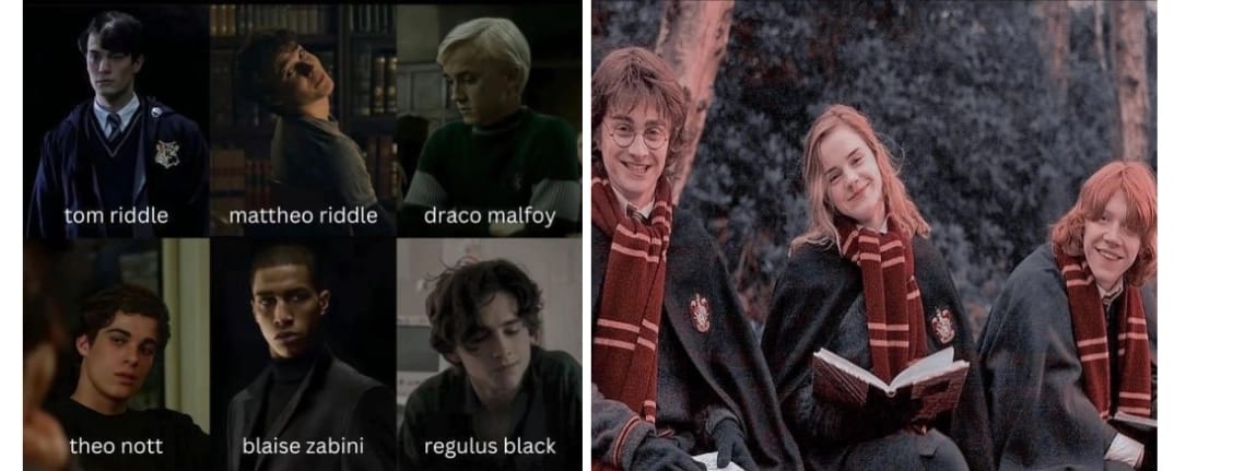 Regulus,hermione,ron,harry,draco,tom